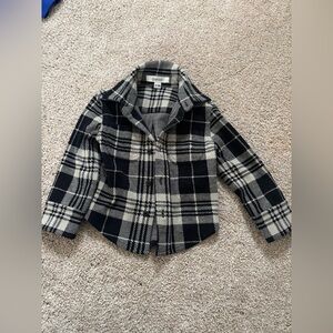 Quince Classic Black and Cream Plaid Jacket